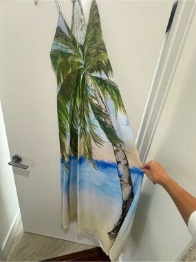 Ramona LaRue limited edition Palm-Print Maxi Sundress in Blue & Green
